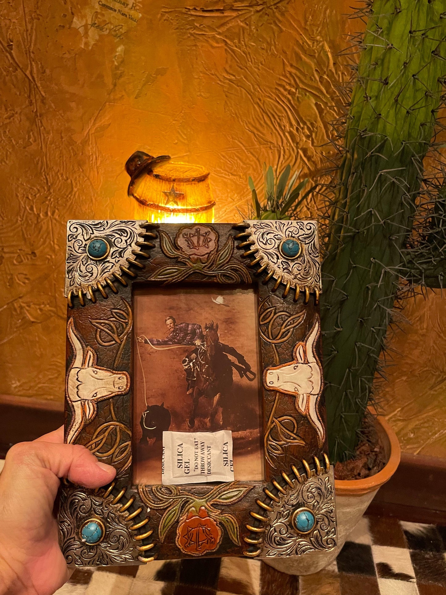 4”-6” Turquoise Longhorns picture frame