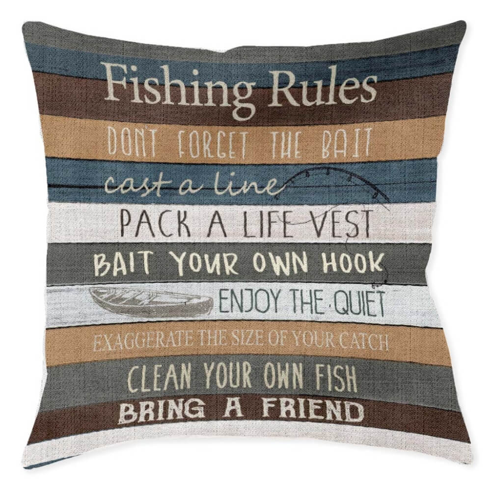 Angler’s Rules Woven Decorative Pillow