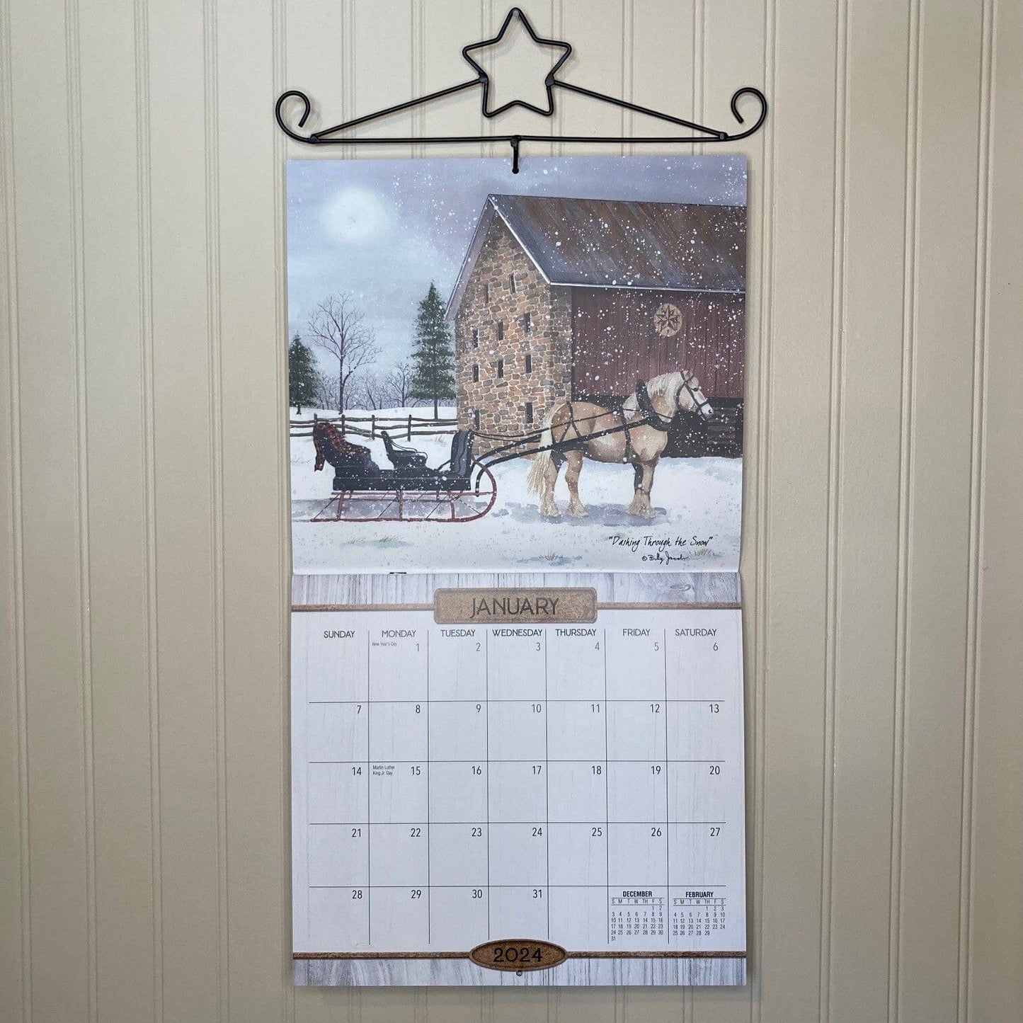 Primitive Country Wall Calendar and Hanger Set - Billy Jacobs 2024