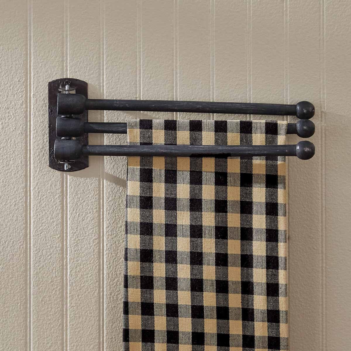 Black Wood Tea Towel Rack