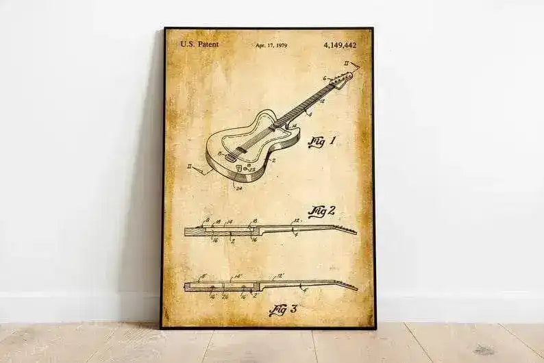 Electric Guitar Patent Print| Framed Art Print