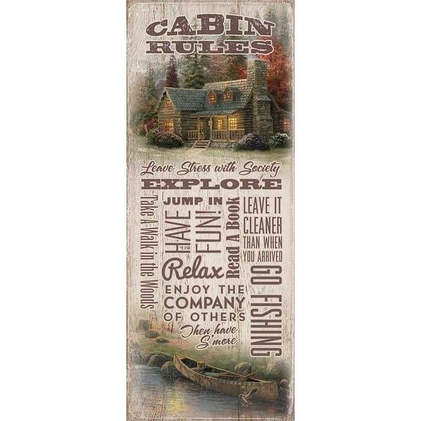 Great Outdoors Cabin Rules Wood Sign