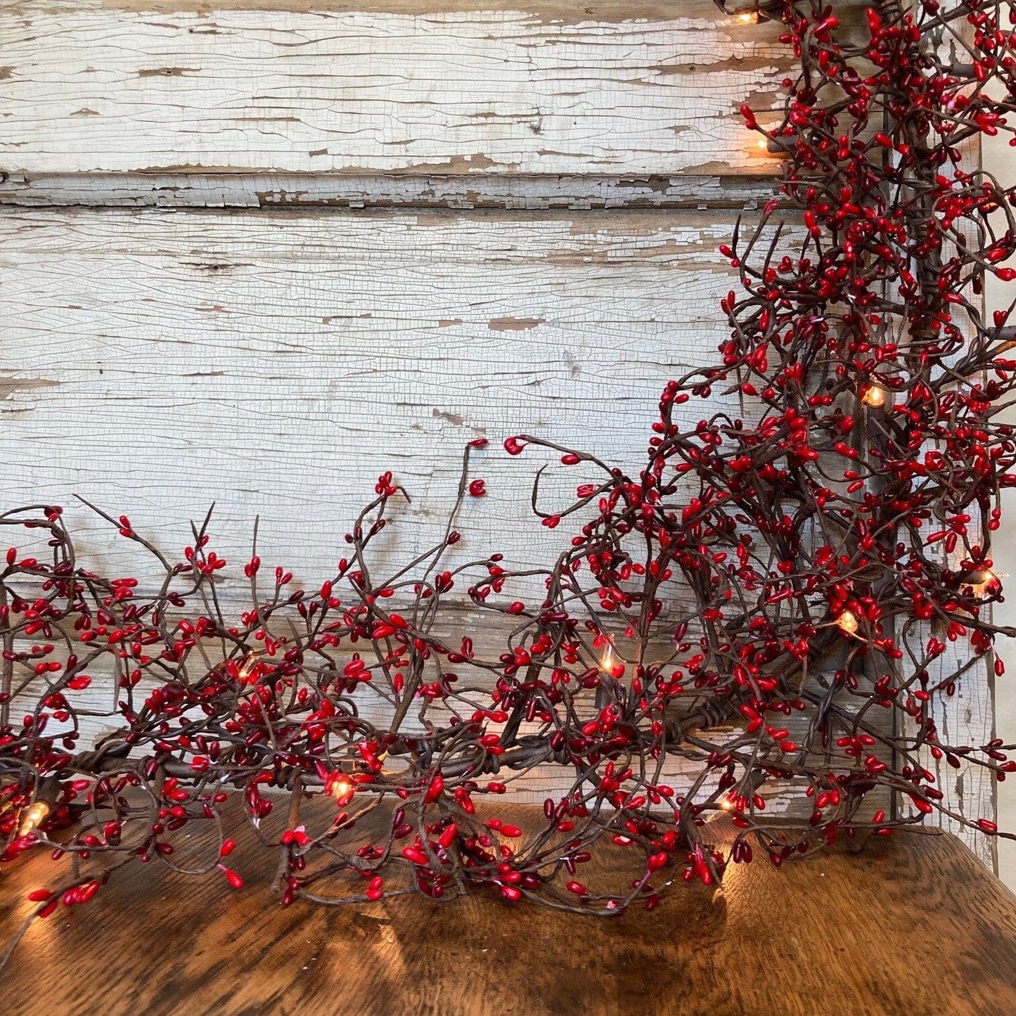 Lighted Red and Burgundy Pip Berry Garland 4'