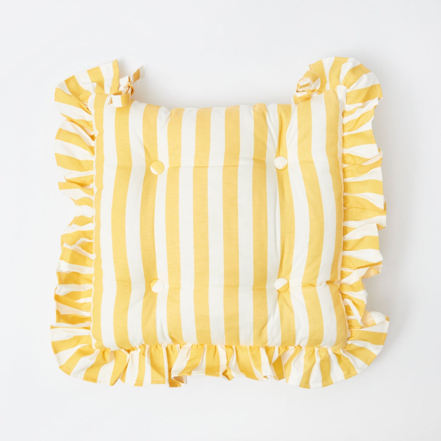 Frilled Yellow Stripe Seat Pad Cushion