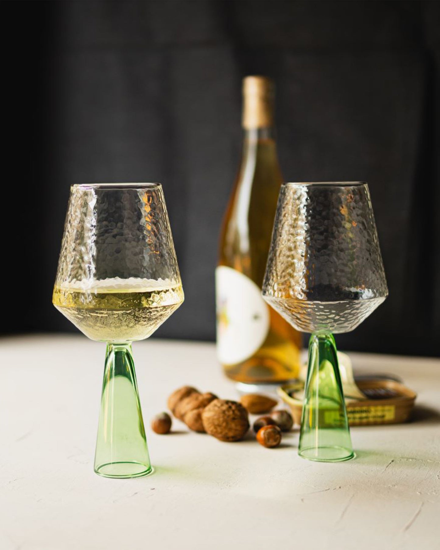 Wine Glass Claude Clear/Green Set of 2