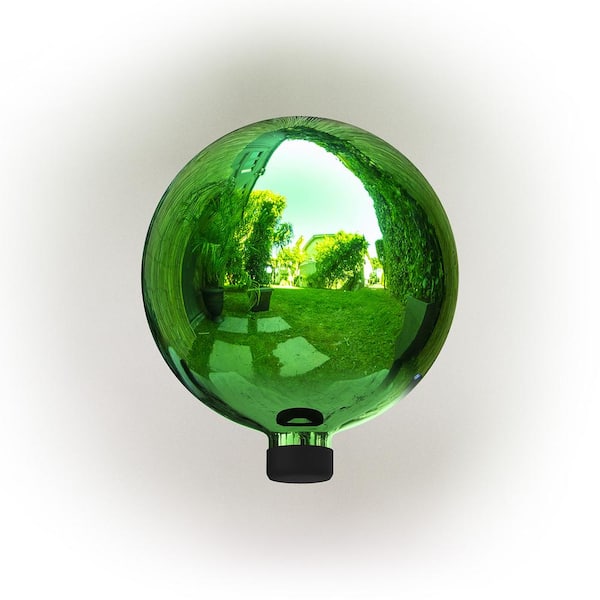 10" Outdoor Glass Gazing Globe Ball, Reflective Green