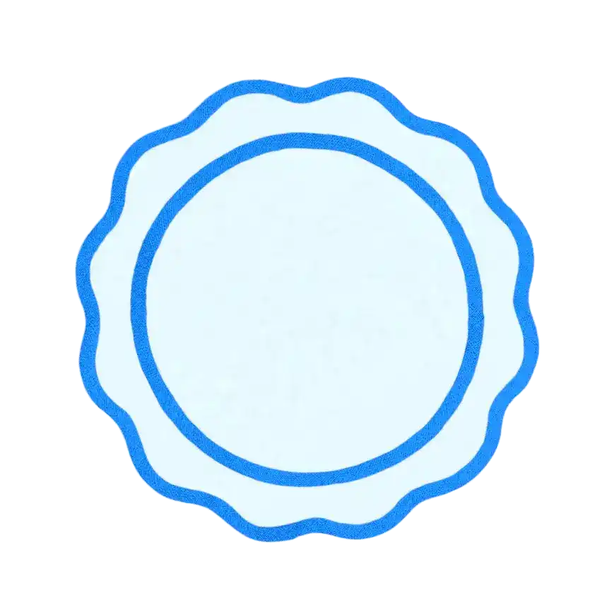 Blue Scalloped Round Cotton Placemats - Set of 4