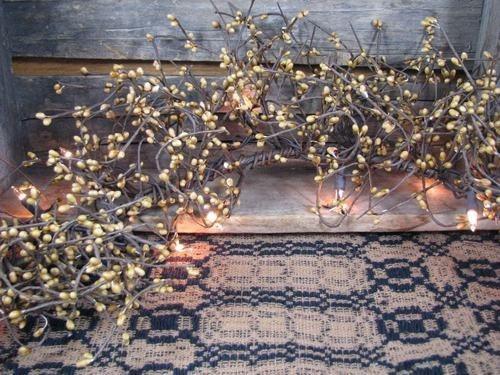 Lighted Gold Pip Berry Garland 4'