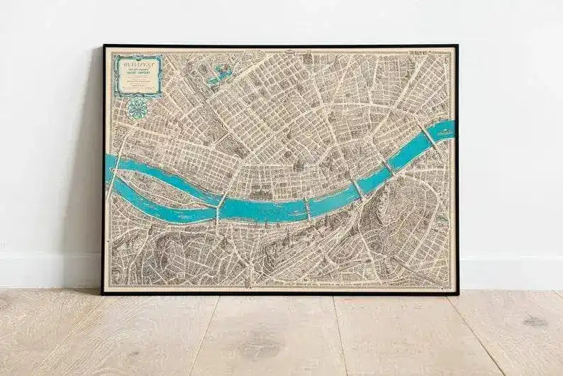 City Map of Budapest| Old Map Wall Decor