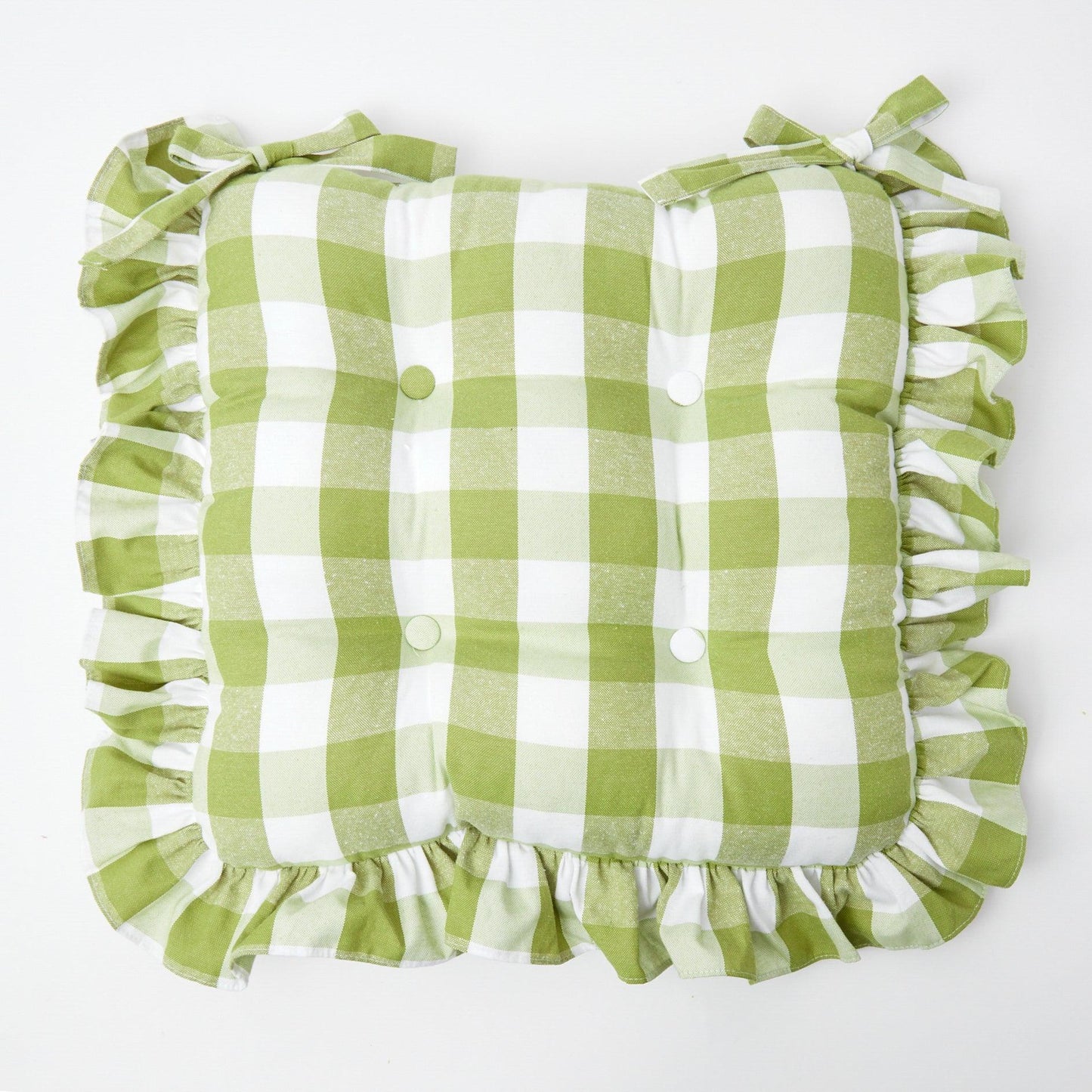 Green Gingham Ruffle Seat Pad Cushion