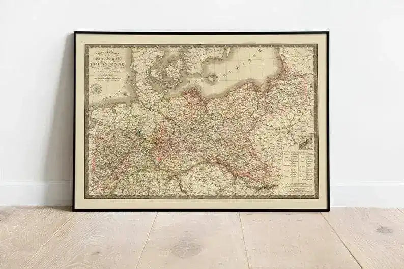 Historical Map of Kingdom of Prussia 1827| Old Map Wall Decor