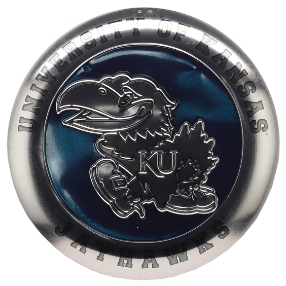 University of Kansas Jayhawk Embossed Metal Button