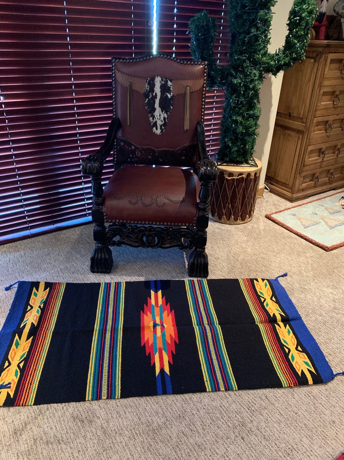 Large Azteca rug black