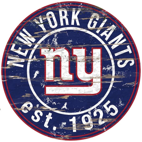 Wooden Sign NFL New York Giants Rustic Round Distressed Wall Decor 24 Inch