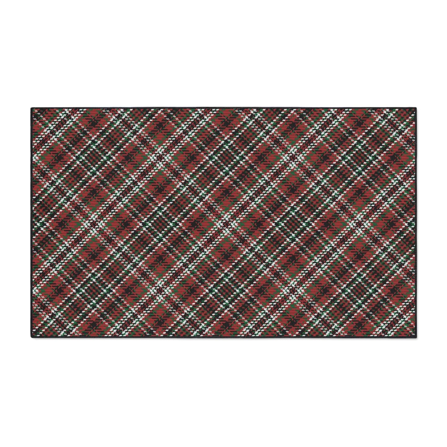 Red Green Scottish Tartan Plaid Non-Slip Rug