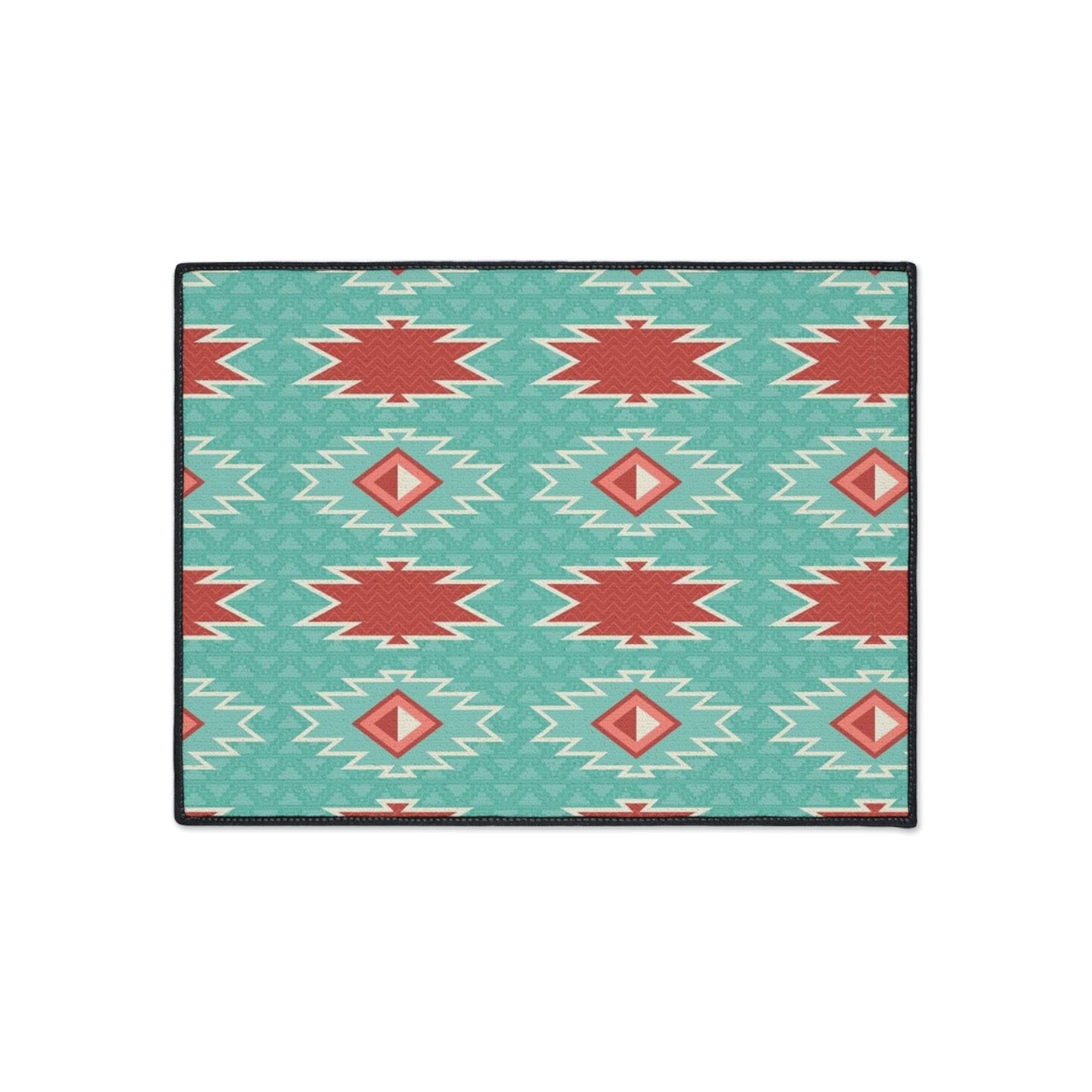 Red Blue Aztec Non-Slip Rug