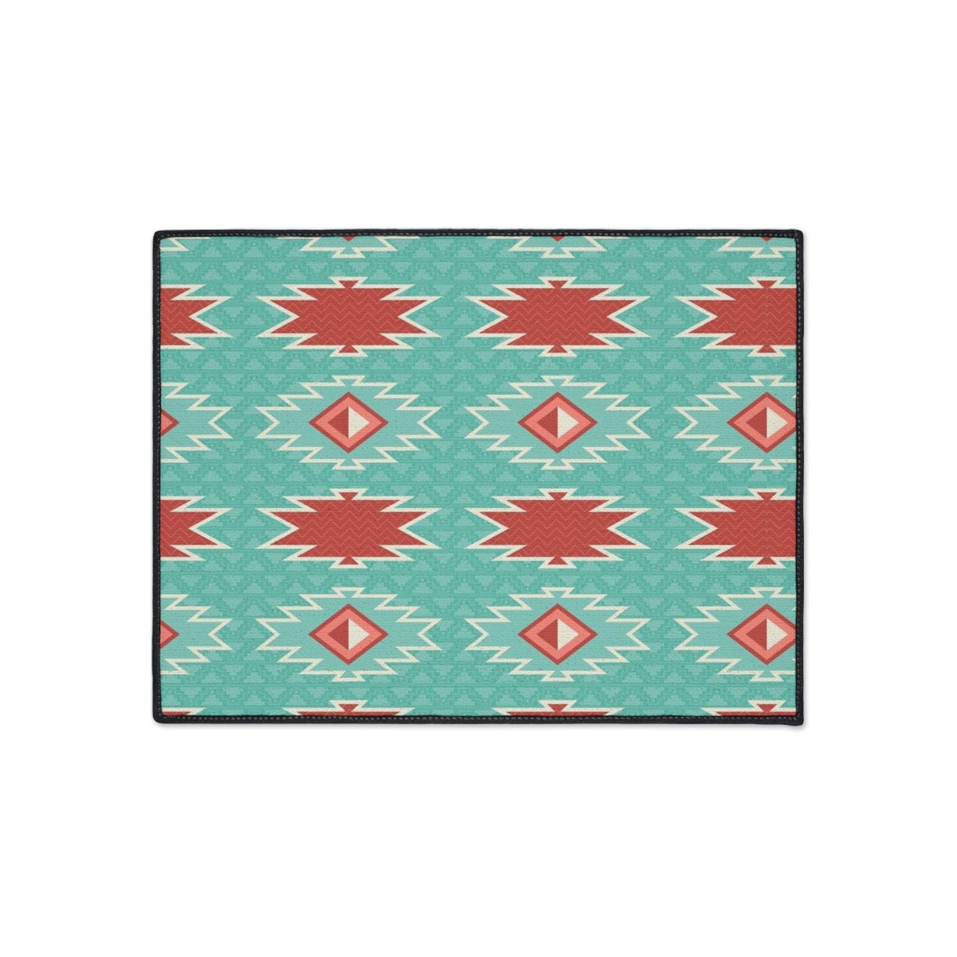 Red Blue Aztec Non-Slip Rug