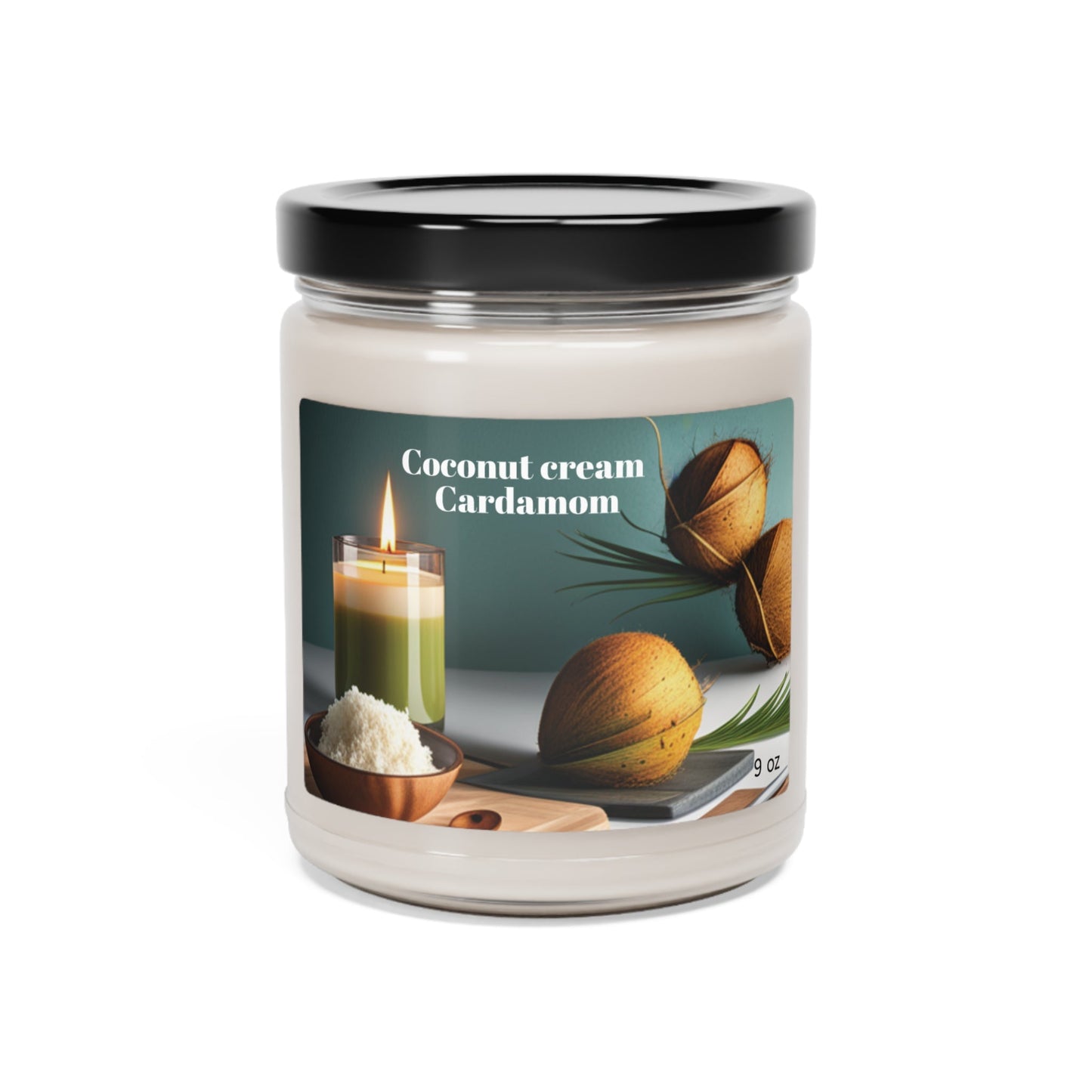 Coconut Cream & Cardamom Candle - 9oz | Natural Wax, Aromatherapy, Long-Burn, Eco-Friendly