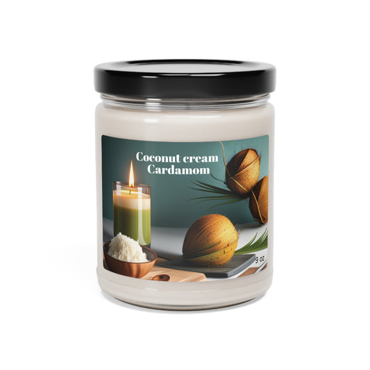 Coconut Cream & Cardamom Candle - 9oz | Natural Wax, Aromatherapy, Long-Burn, Eco-Friendly