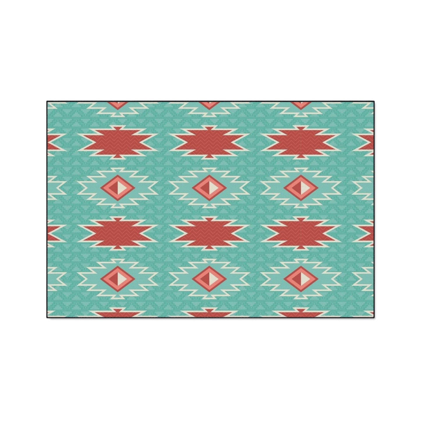 Red Blue Aztec Non-Slip Rug