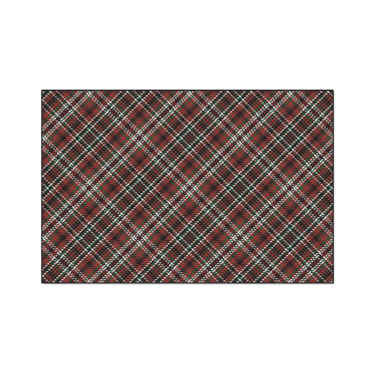 Red Green Scottish Tartan Plaid Non-Slip Rug