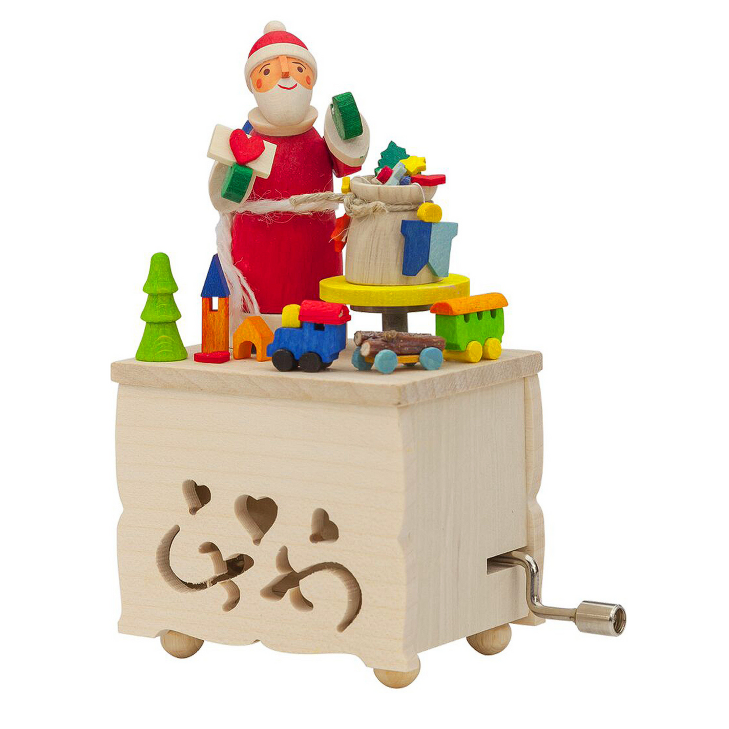 Graupner Handcrank Music Box Santa with Toys Christmas Decoration