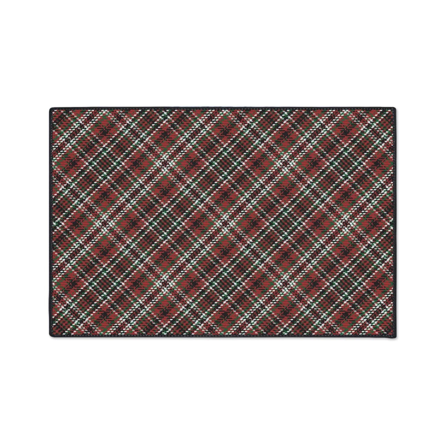 Red Green Scottish Tartan Plaid Non-Slip Rug