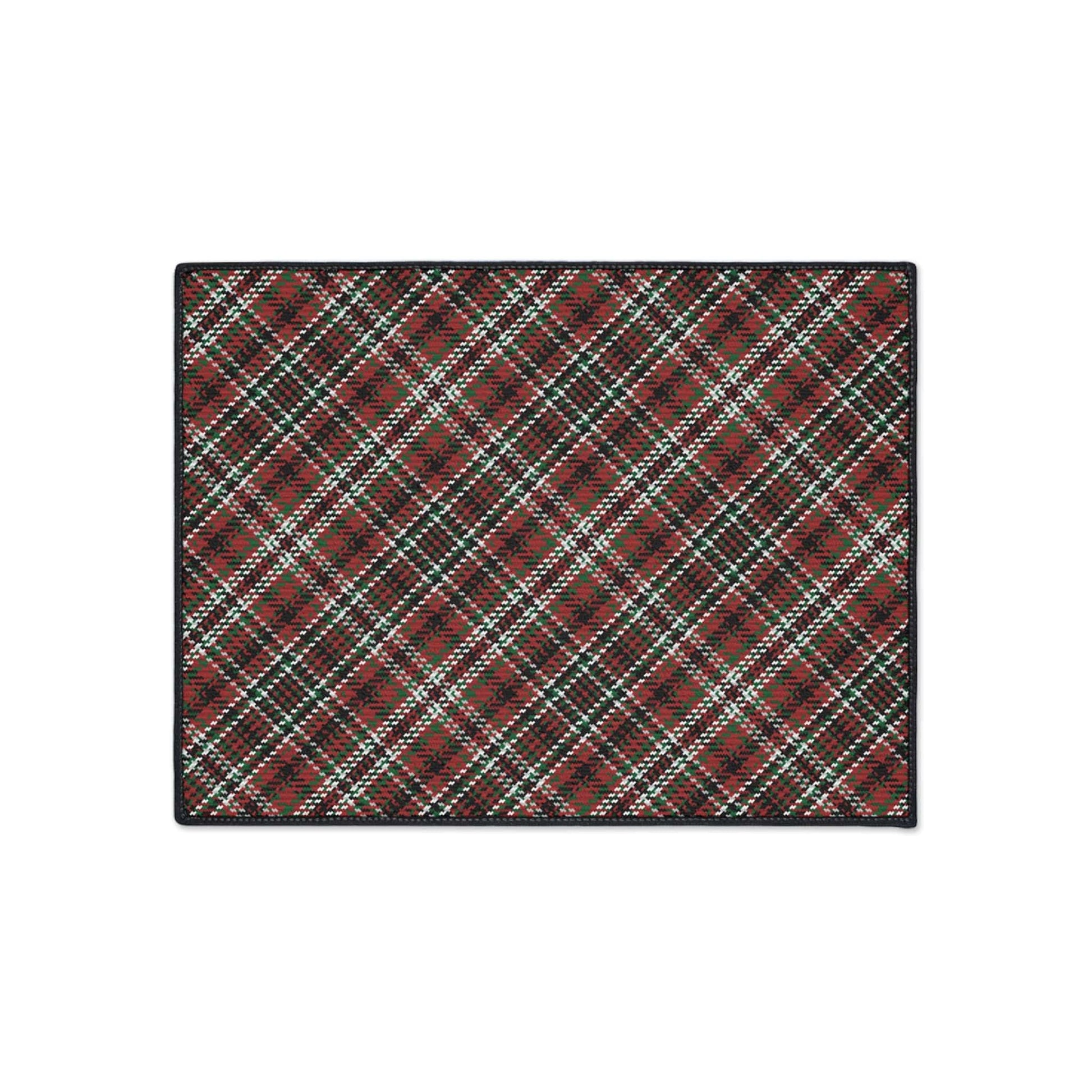 Red Green Scottish Tartan Plaid Non-Slip Rug