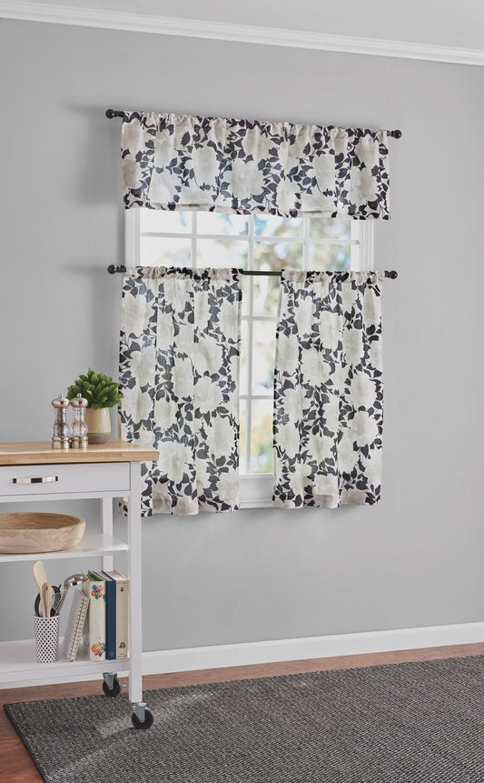 Window Curtain Black and white 56x36 inches Set of 3 Piece