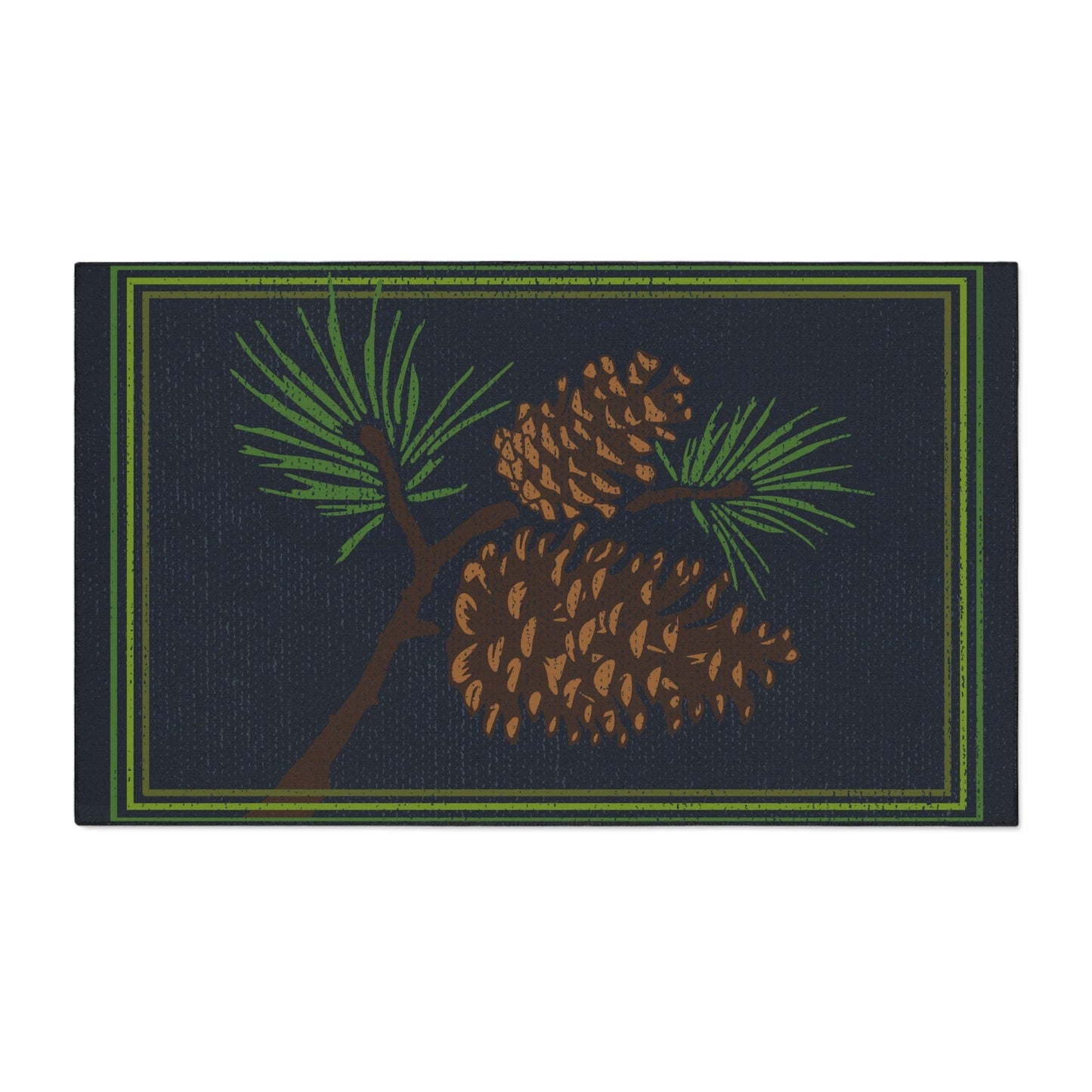 Navy Green Pine Non-Slip Rug
