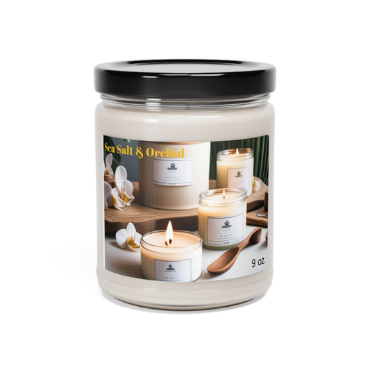 Sea Salt & Orchid Candle - 9oz | Coastal Scent, Natural Wax, Long-Burning, Lead-Free Wick