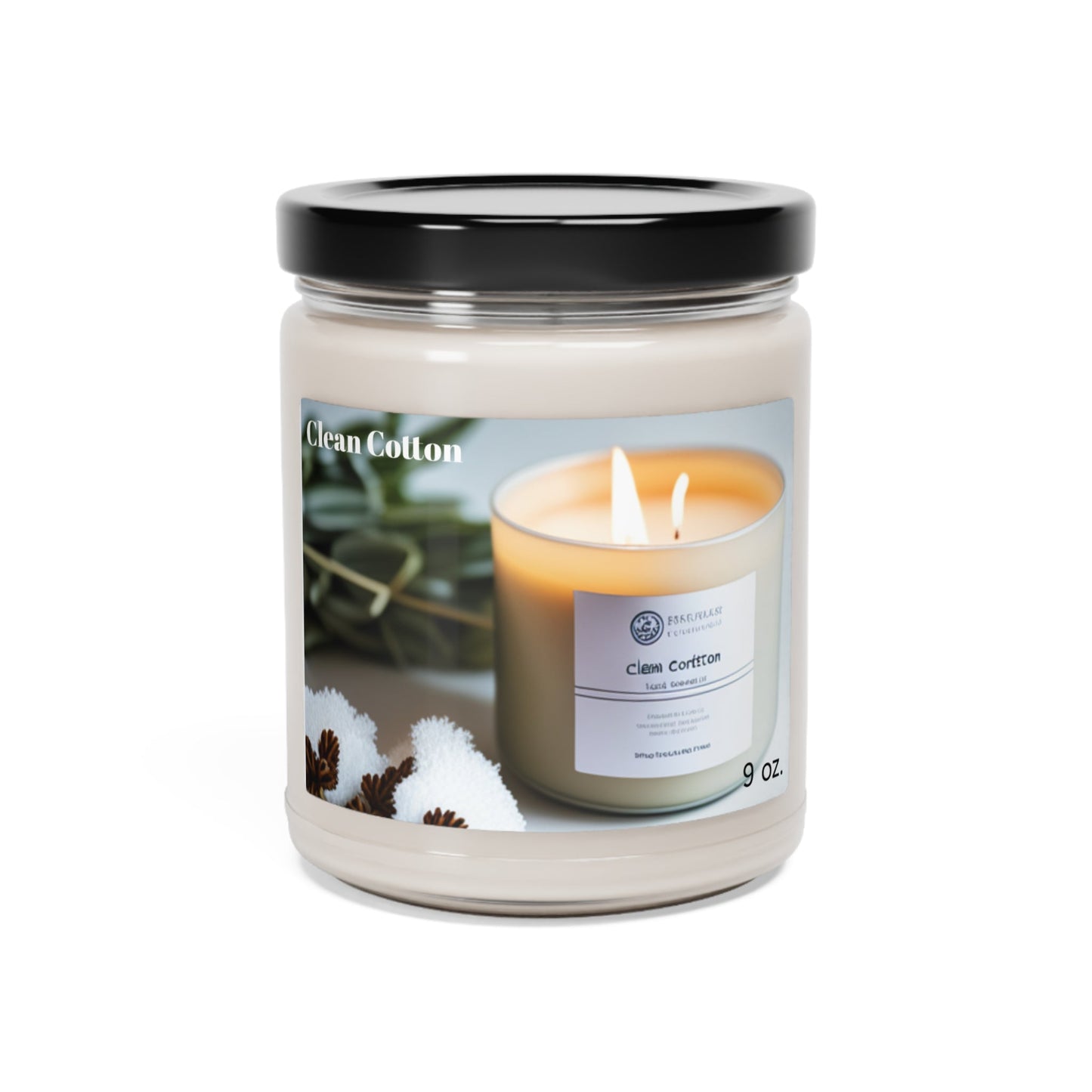 Clean Cotton Candle - 9oz | Fresh Scent, Natural Wax, Long-Burning, Lead-Free Wick