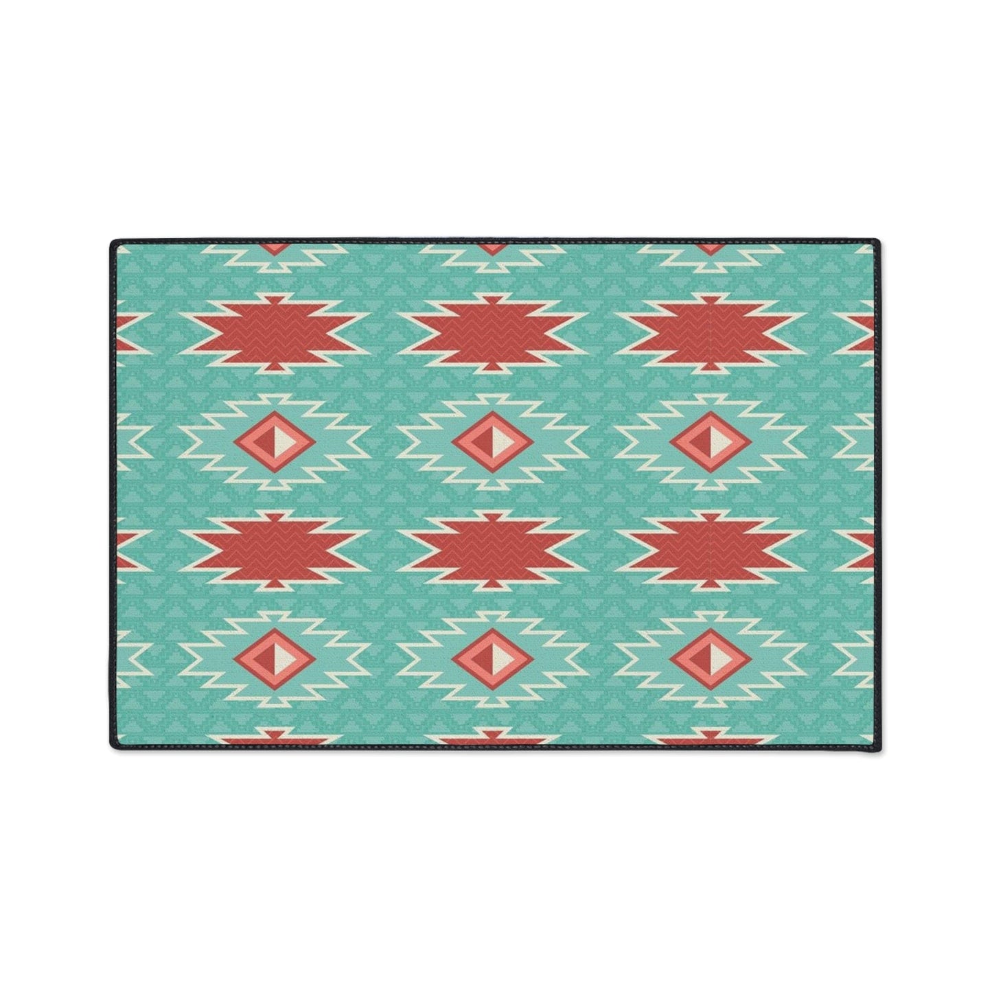 Red Blue Aztec Non-Slip Rug