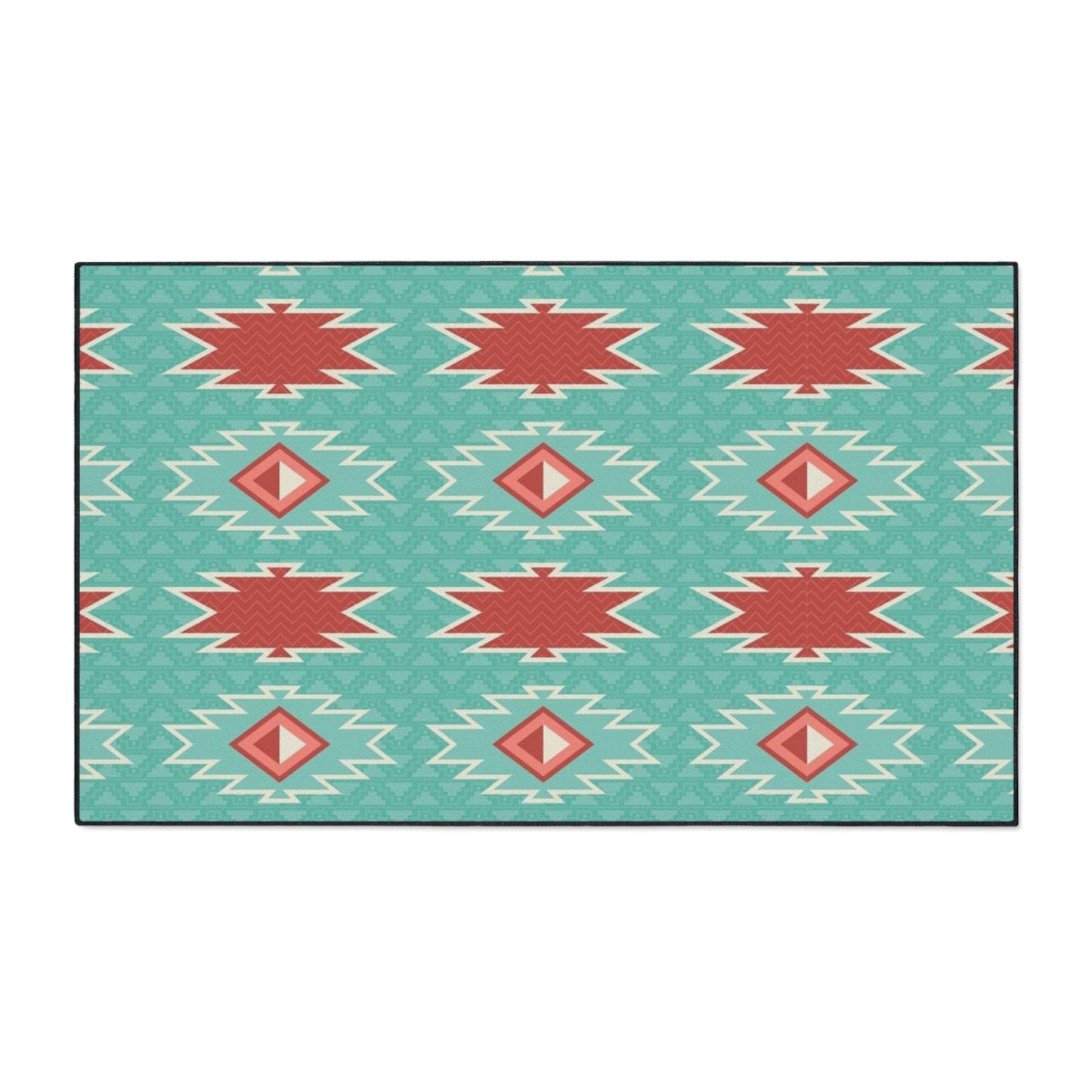 Red Blue Aztec Non-Slip Rug