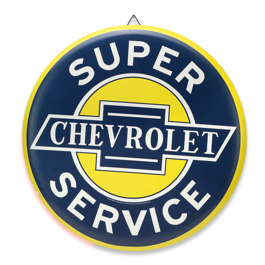 Chevrolet Super Service Button Round Metal Sign