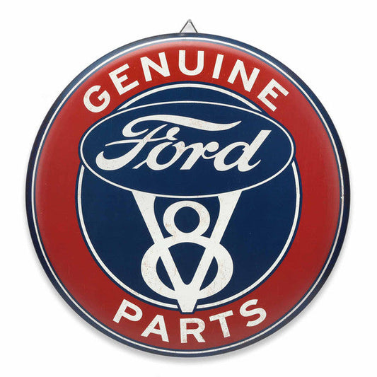 Ford V8 Genuine Parts Button Round Metal Sign
