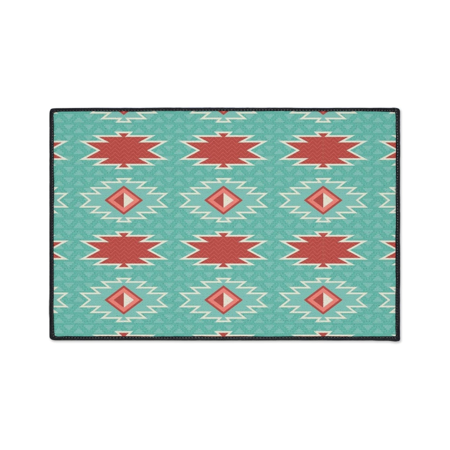 Red Blue Aztec Non-Slip Rug