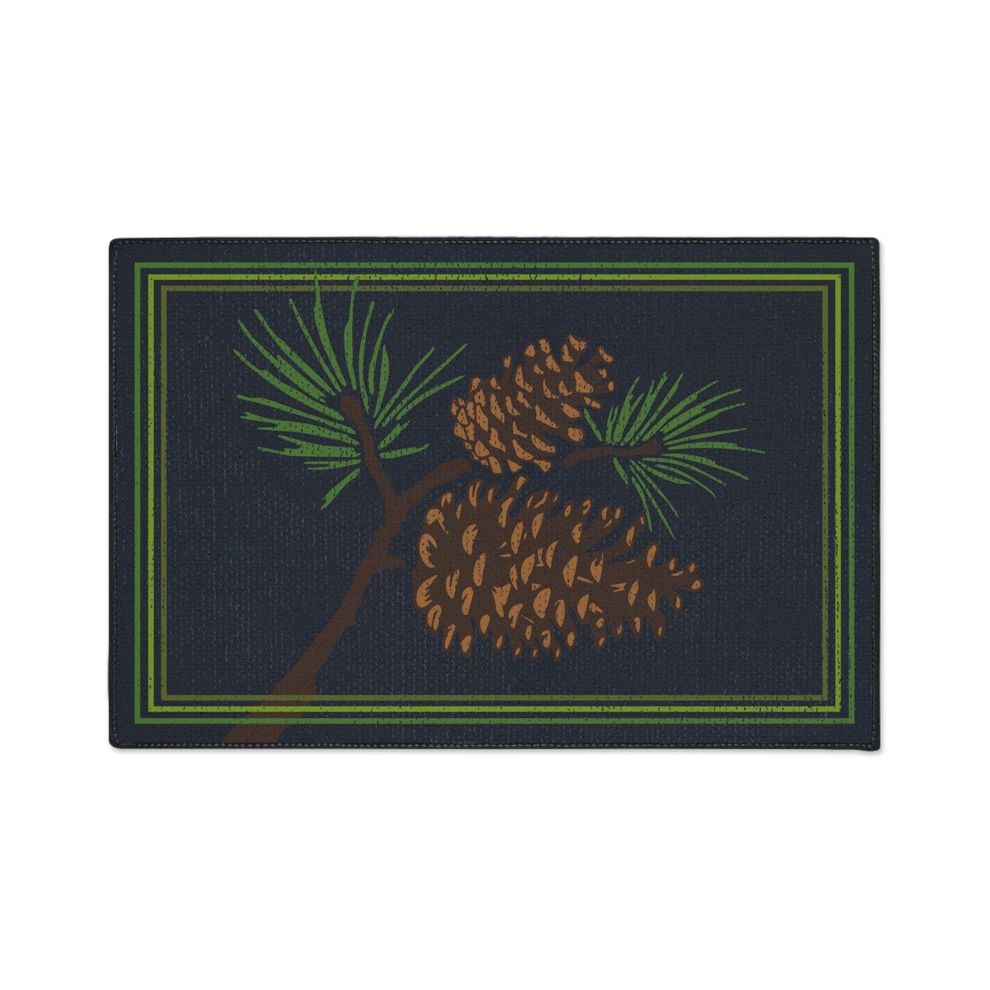 Navy Green Pine Non-Slip Rug