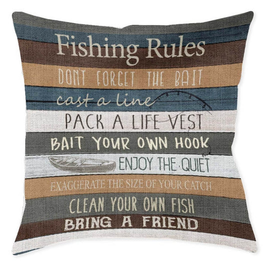 Angler’s Rules Woven Decorative Pillow