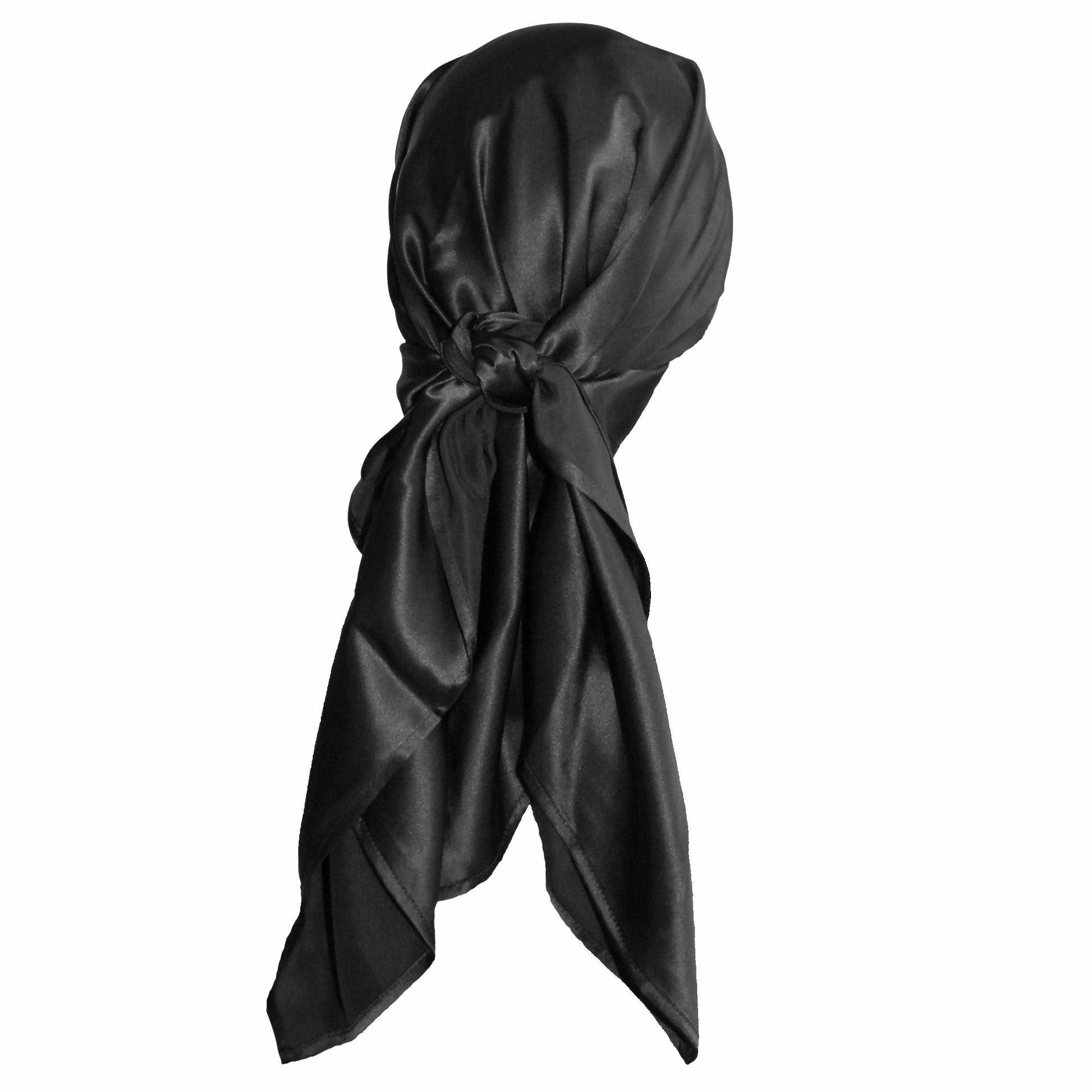 Black Silk Head Scarf For Hair Bandana - 100% Pure Mulberry Silk