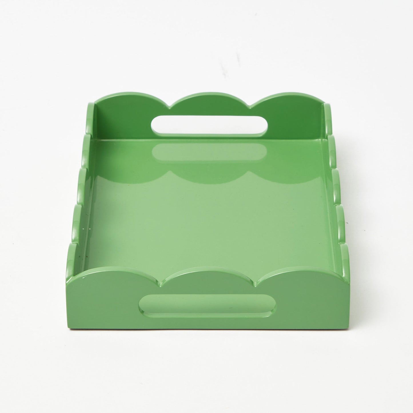 Small Green Lacquer Scalloped Tray