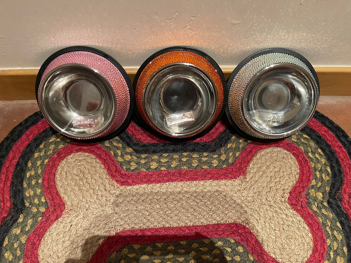 Rhinestone 7” stainless DOG PET BOWL