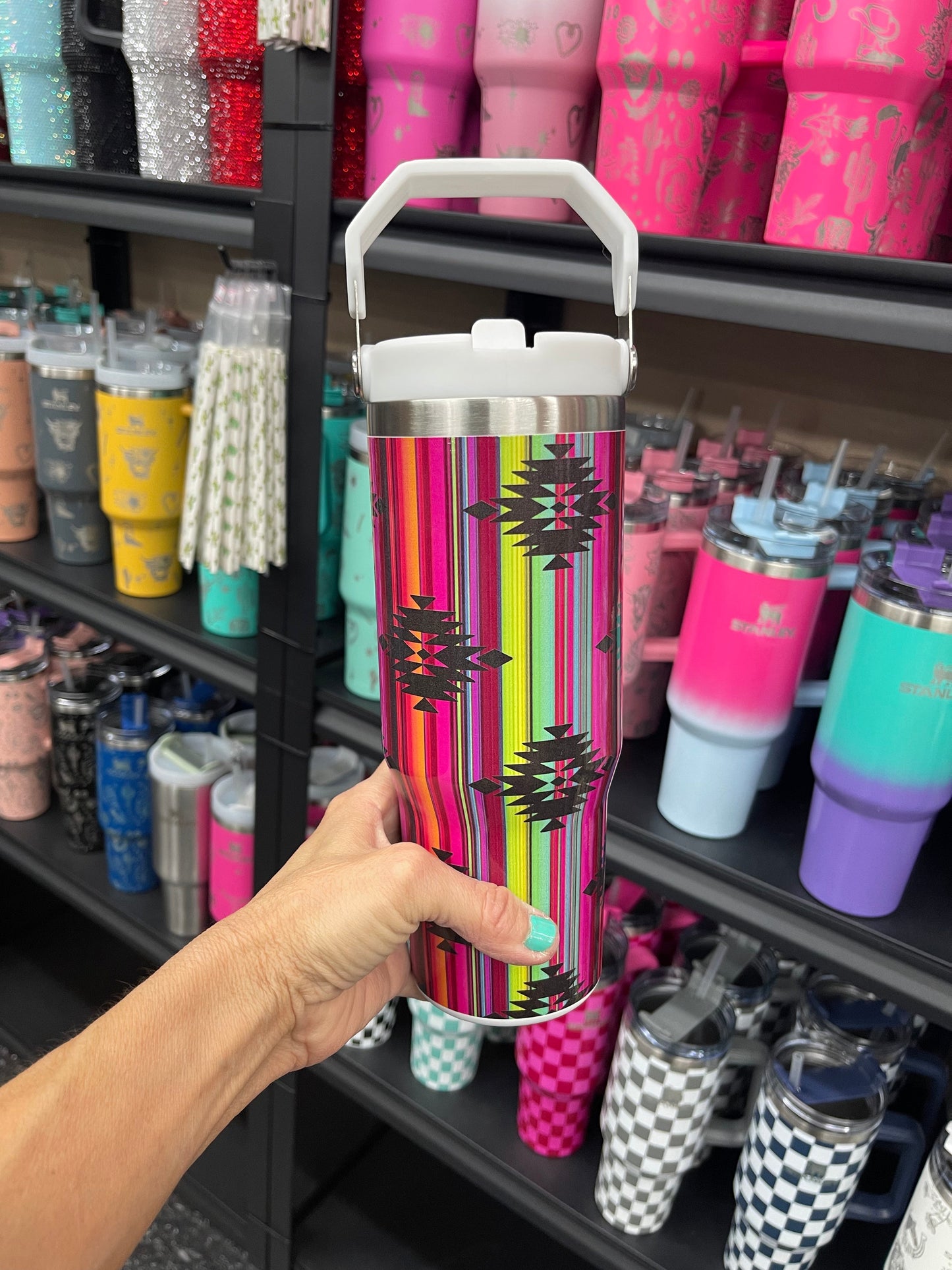 30oz handle Serape tumbler