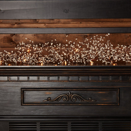 Lighted Creme Pip Berry Garland 4'