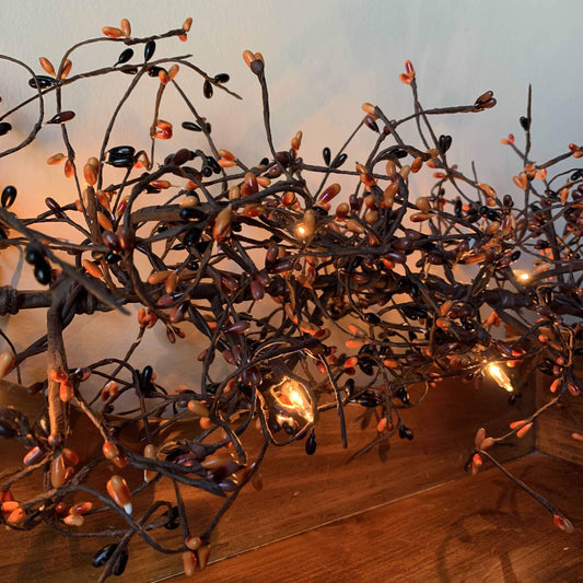 Lighted Primitive Mix Pip Berry Garland 4'