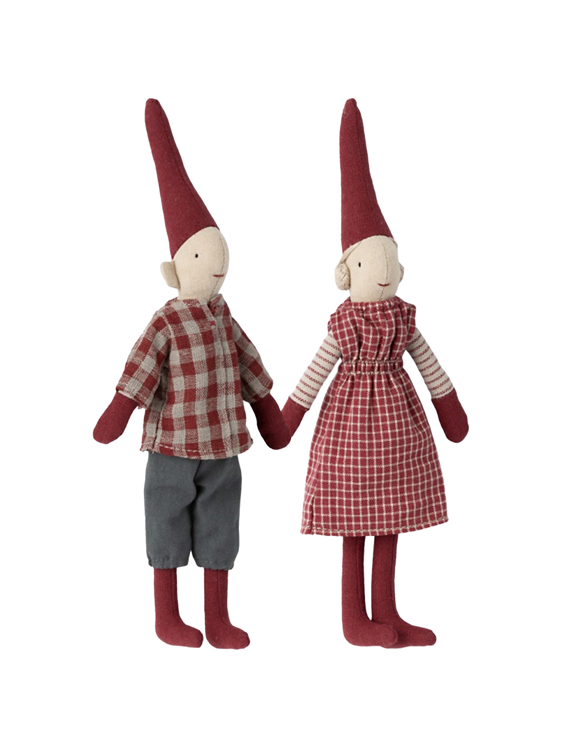 Maileg Climbing Pixy Set Red Girl and Boy Weston Table