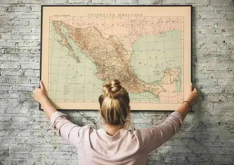 Map of Mexico 1922| Old Map Wall Decor