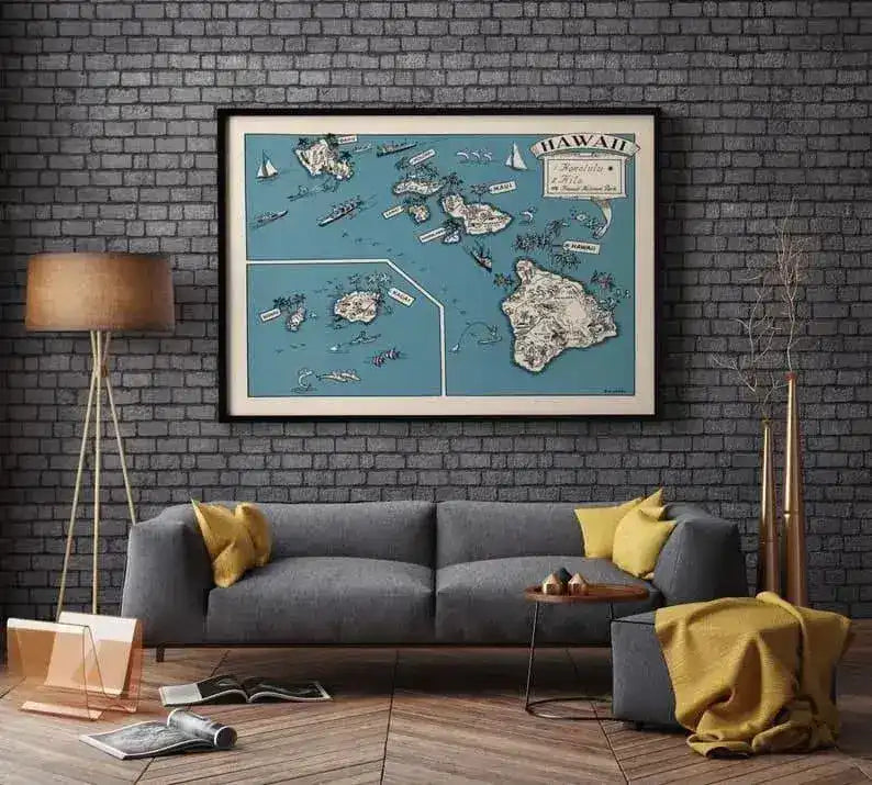 Map of State of Hawaii| Vintage Map Print