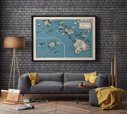 Map of State of Hawaii| Vintage Map Print