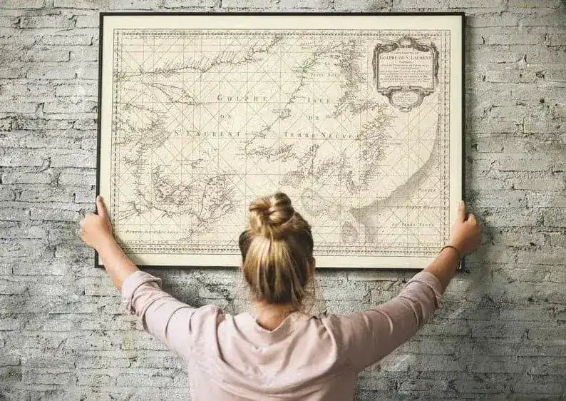 Nautical Map of Gulf of Saint Lawrence 1754| Old Map Wall Decor